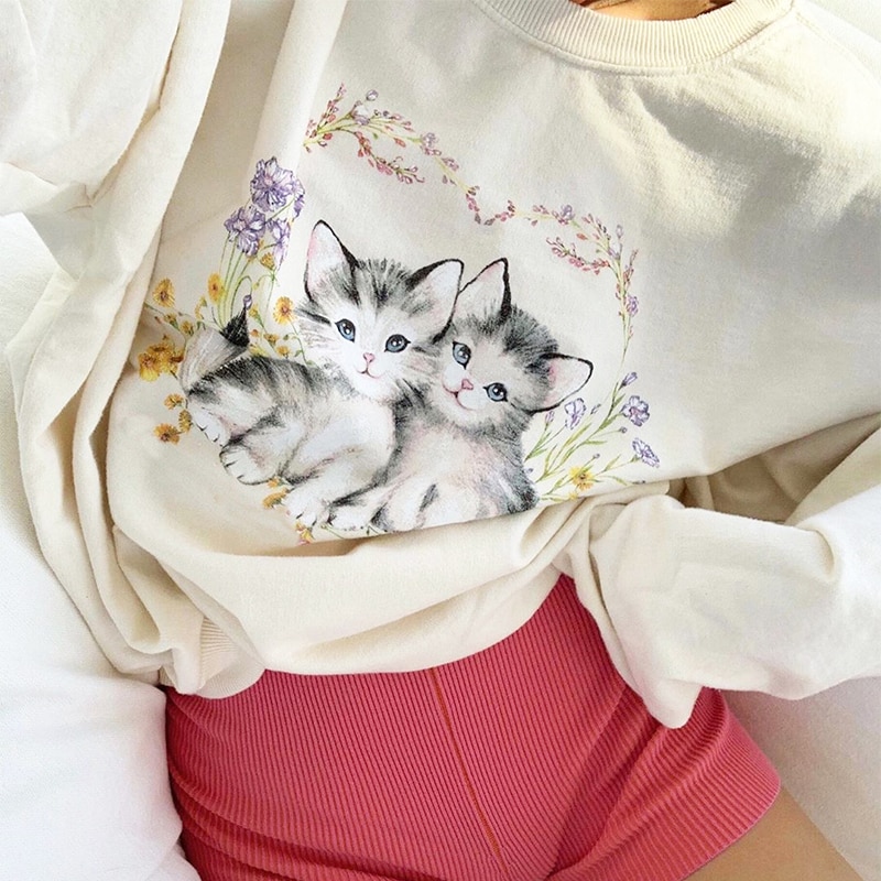 Cute Cat Egirl Oversized Sweatshirt
