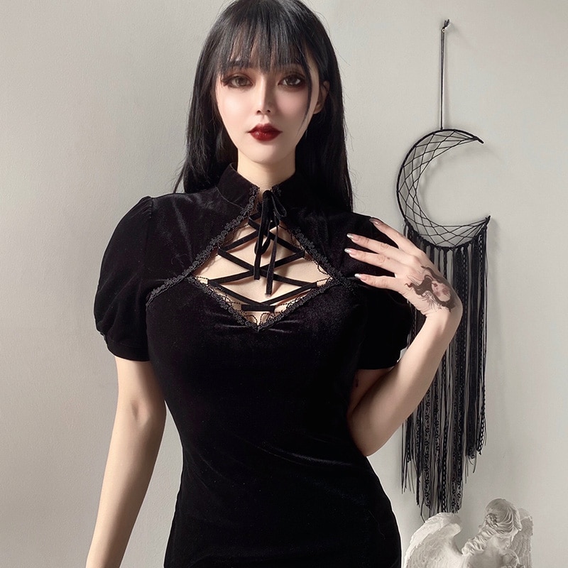 Retro Party Wear Short Sleeve Gothic eGirl Dress