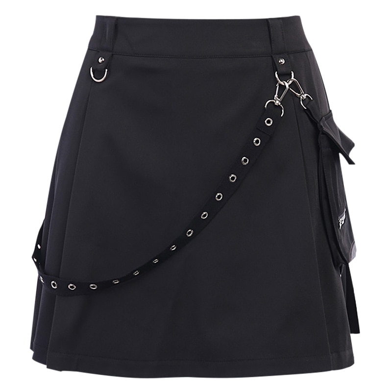 Gothic eGirl Morden Black High Waist Mini Skirt