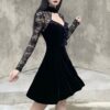 Elegant Vintage Gothic eGirl Velvet Dress