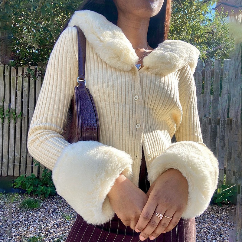 Thin Furry Knitted Elegant Cardigan Egirl Sweater