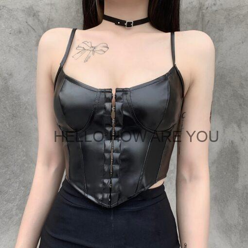 PU Leather Gothic eGirl Sexy Cami Top