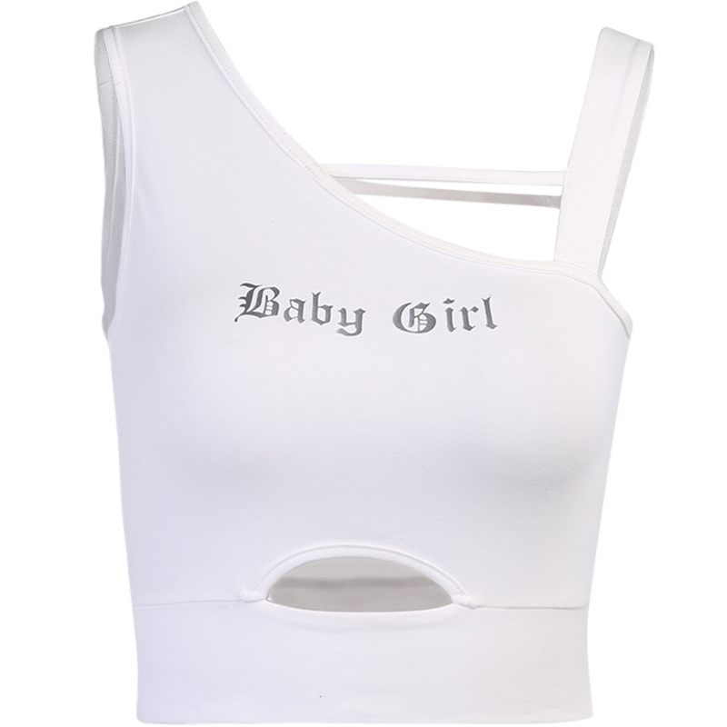 Baby Girl Letter Print Reflective Style Crop Top 5
