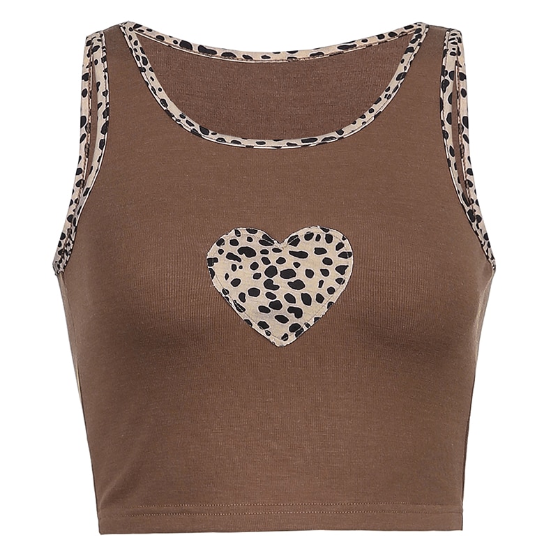 Summer Leopard Heart Egirl Crop Top
