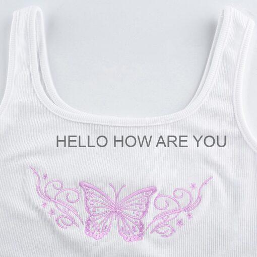 Embroidery Butterfly Summer Egirl Tank Top