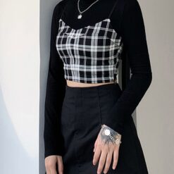 Plaid Gothic eGirl Streetwear Punk Casual Crop Top