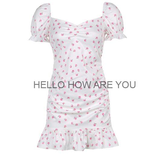 Egirl Ruched Floral Pattern Backless Mini Dress