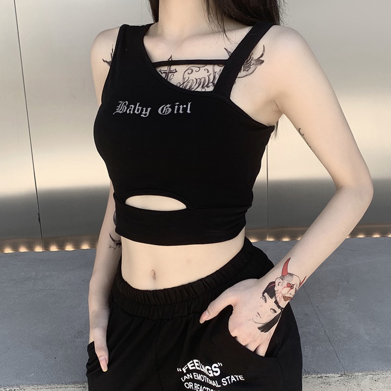 Baby Girl Letter Print Reflective Style Crop Top