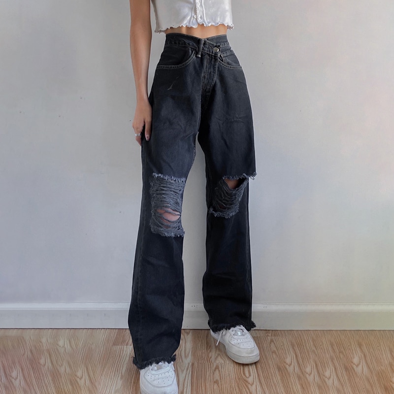 Egirl Baggy Boyfriend Ripped Distressed Jeans