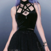 Gothic Pentagram Bandage Hallow Out Cami Top