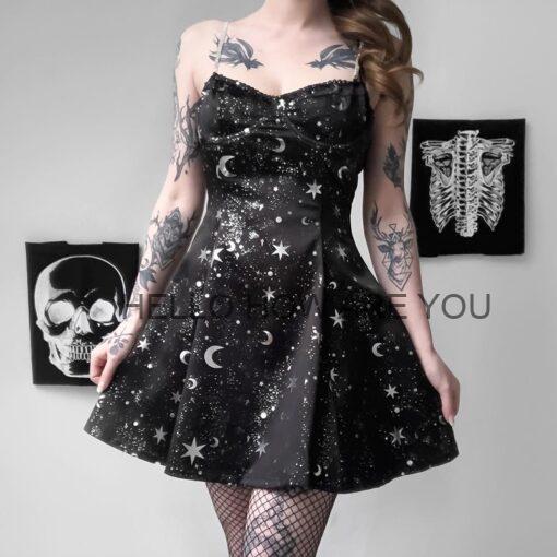 Kawaii Gothic eGirl Space Star Moon Dress