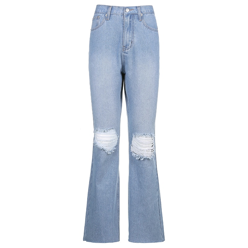Egirl Streetwear Ripped Flare Jean