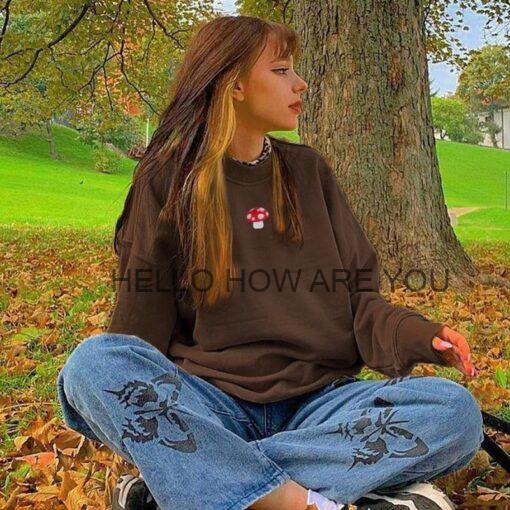 Brown Mushroom Crewneck Egirl Sweatshirt