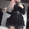 Gothic eGirl Ring Zipper High Waist A-line Skirt