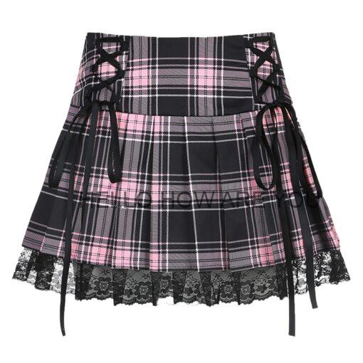 Egirl Harajuku Gothic Checkered Plaid Skirt