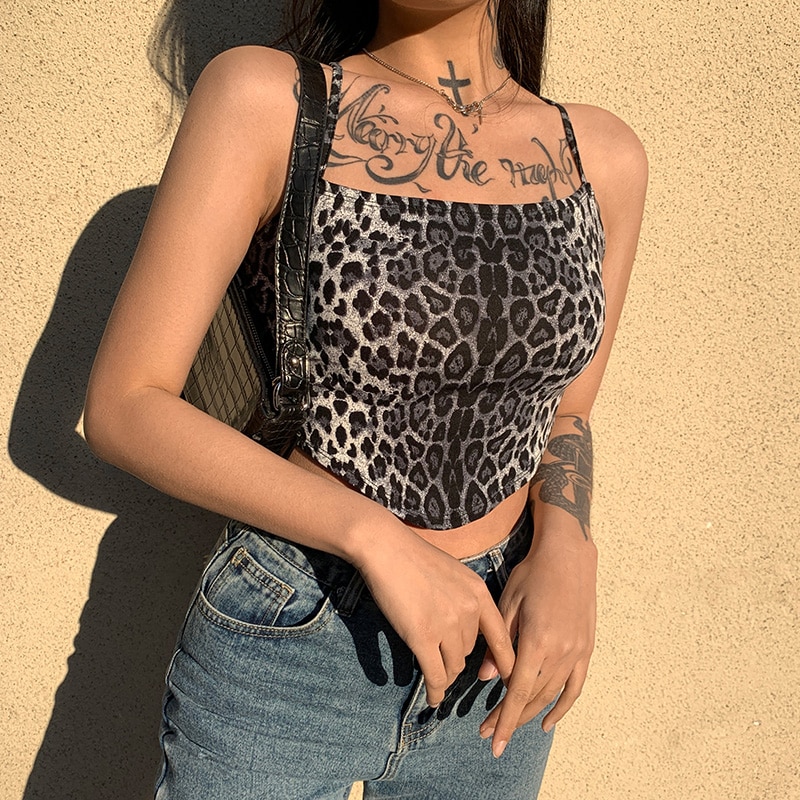 Leopard Printed Backless Sexy Camis Top