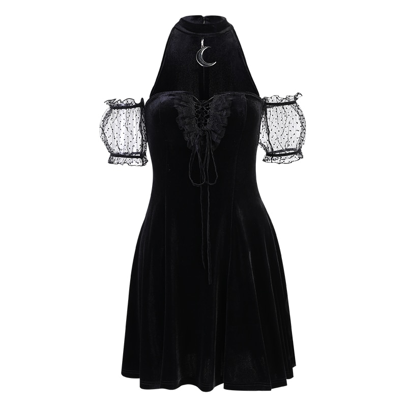 Vintage Gothic eGirl Aesthetic Off The Shoulder Dress