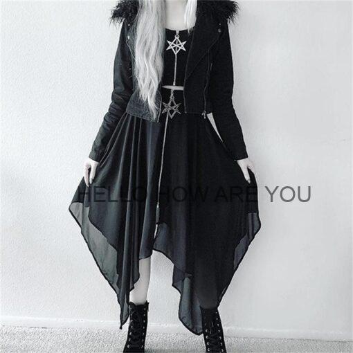 Pentagram Zipper Gothic eGirl Mesh Long Skirt