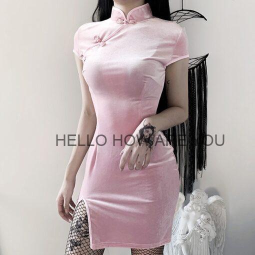 Retro Spicy Gothic eGirl Bodycon Cheongsam Dress (Many Colors)