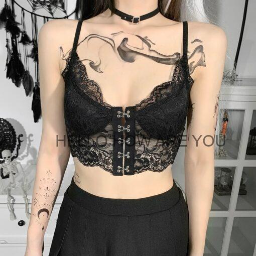 Aesthetic Gothic eGirl Sexy Lace Camisole Top