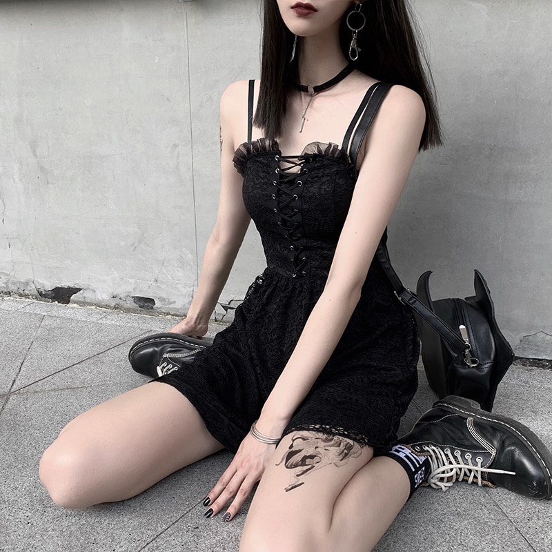 Vintage Dress Women Gothic eGirl Streetwear