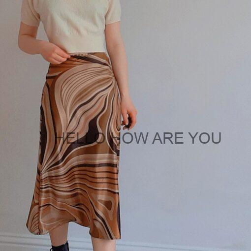 High Waist Elegant Egirl Pattern Midi Skirt