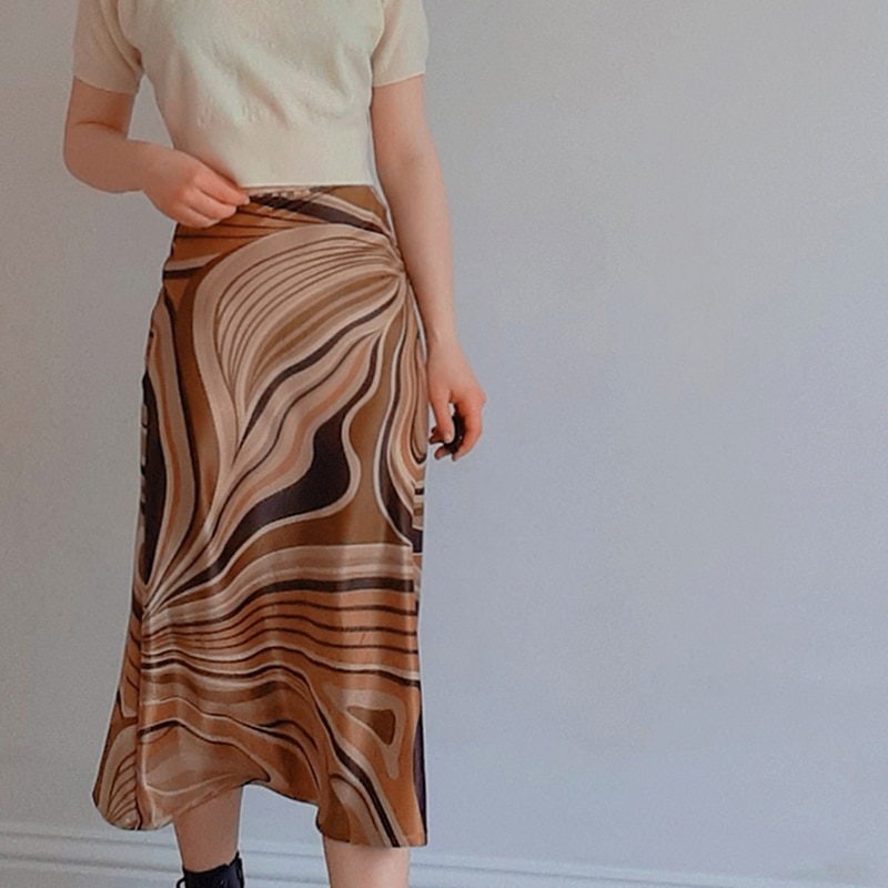 High Waist Elegant Egirl Pattern Midi Skirt
