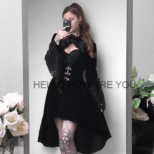 Enigmatic Vintage Black Velvet Gothic eGirl Dress