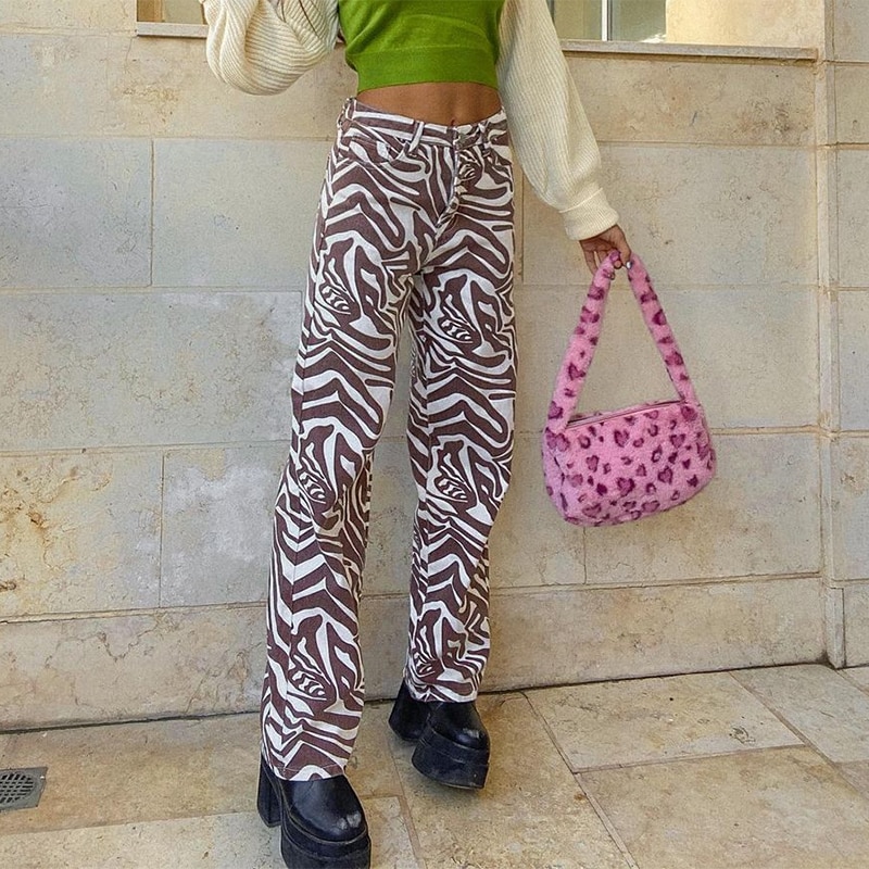 Egirl Zebra Print High Waist Streetwear Pant