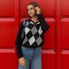 Egirl Retro Knit Argyle Plaid Sweater