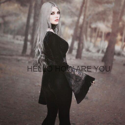 Elegant Gothic eGirl Long Sleeve Flare Lace Crop Top