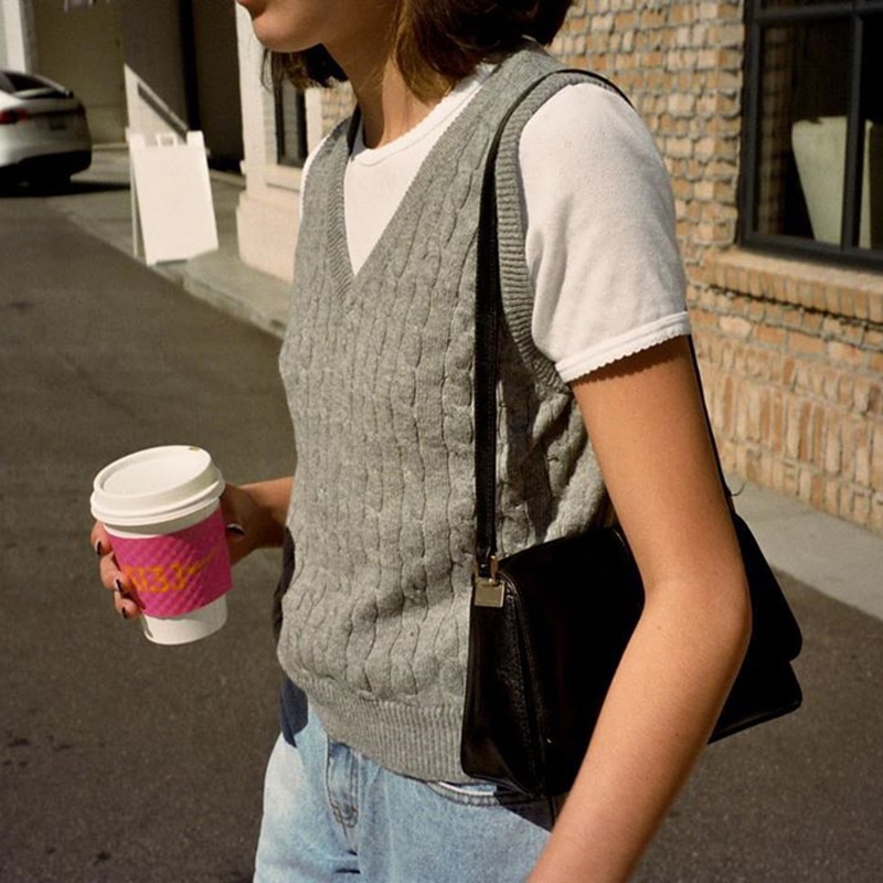 Egirl Preppy Style Knitted Sleeveless Sweater