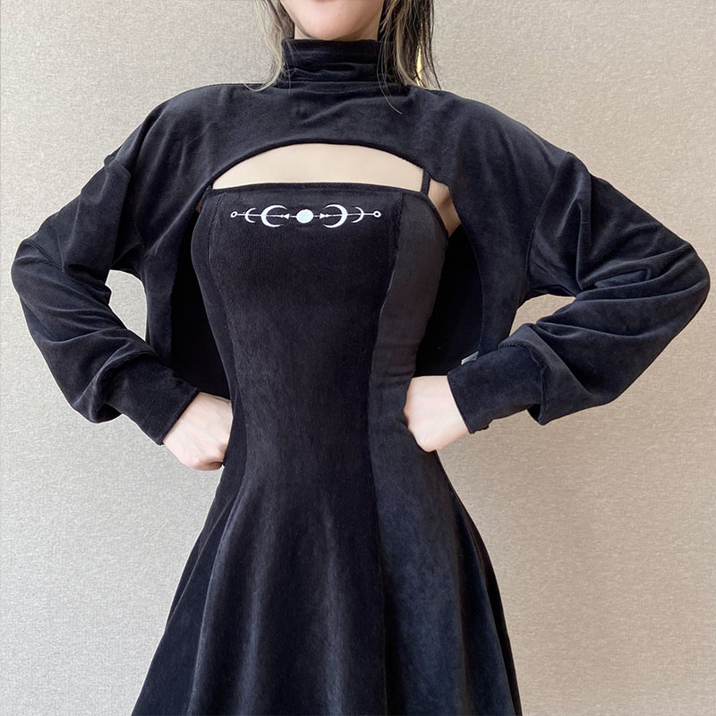 Velvet Moon Embroidered Dress