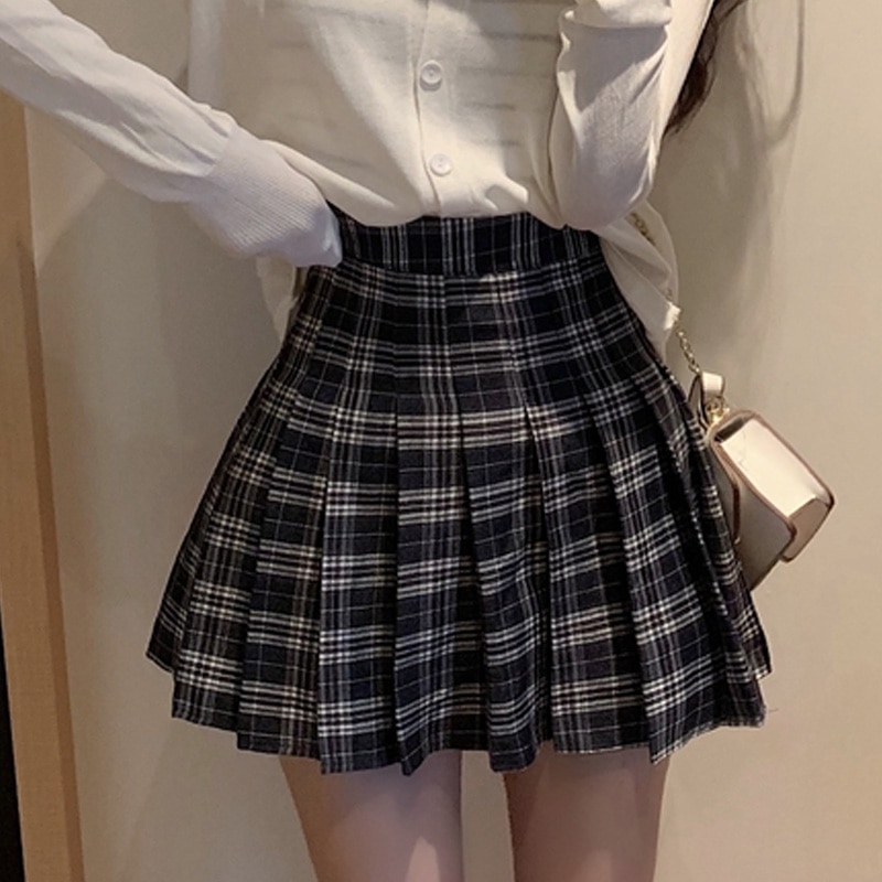 Gothic eGirl High Waist Plaid Pleated Sexy Skirt