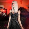 Black Party Gothic eGirl Lace Pleated Dress