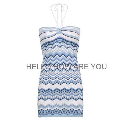 Egirl Wave Striped Pattern Knitted Dress