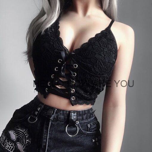 Sexy Gothic eGirl Lace Camisole Top