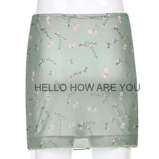 Egirl Floral Print Mesh Sweat Cute Skirt