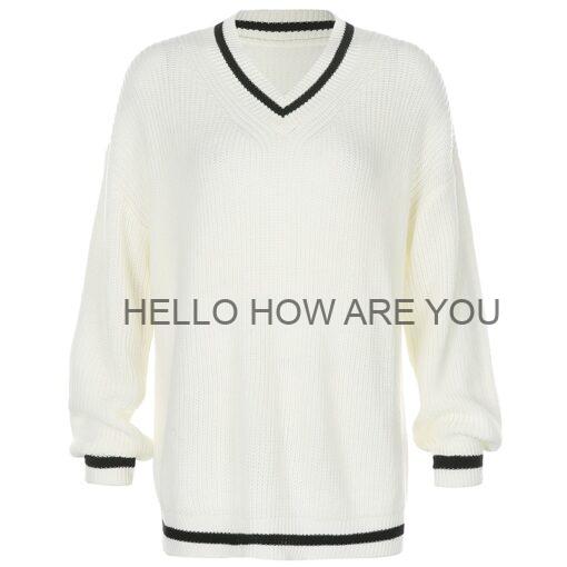 V Neck Preppy Style Egirl Sweater