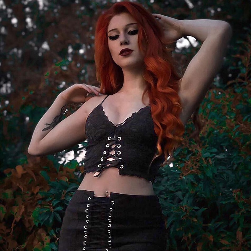 Sexy Gothic eGirl Lace Camisole Top