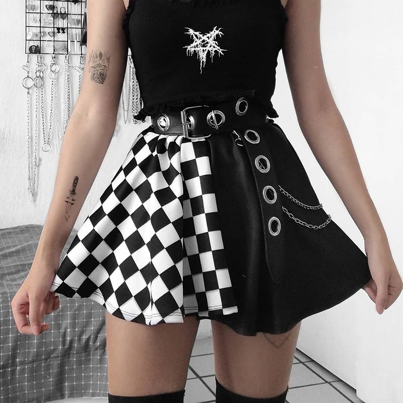 Gothic eGirl Plaid Unique Style Mini Skirt