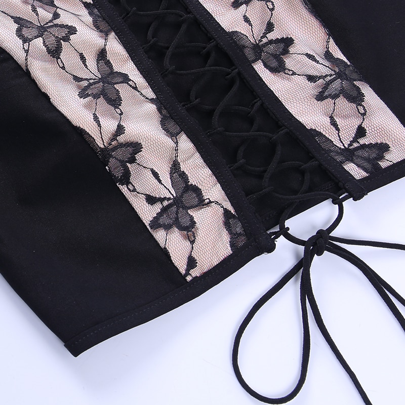 Vintage Gothic eGirl Butterfly Embroidery Cami Top