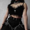 Gothic eGirl Vintage Aesthetic Lace Velvet Camisole Top