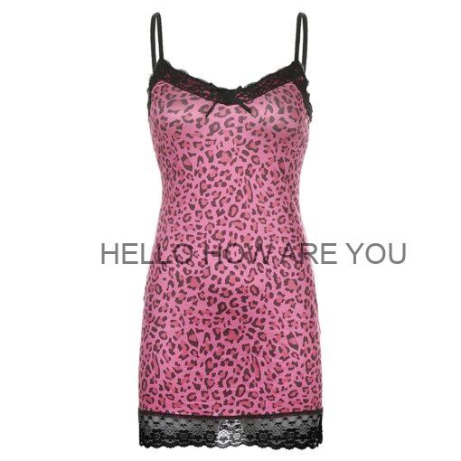 Egirl Lace Frill Leopard Pattern Mini Dress