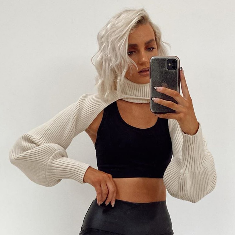 Knitted Turtleneck Crop Top