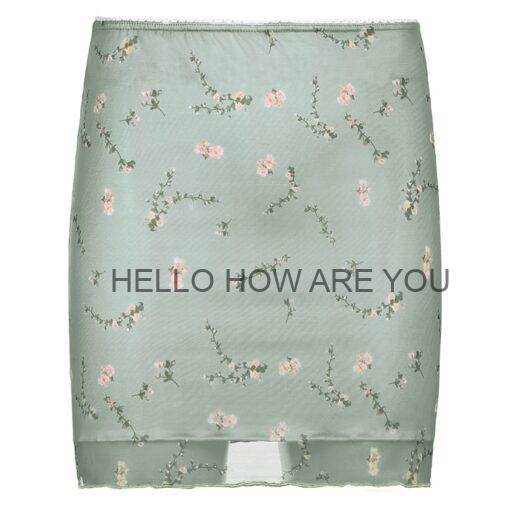 Egirl Floral Print Mesh Sweat Cute Skirt