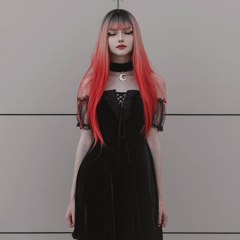 Vintage Gothic eGirl Aesthetic Off The Shoulder Dress