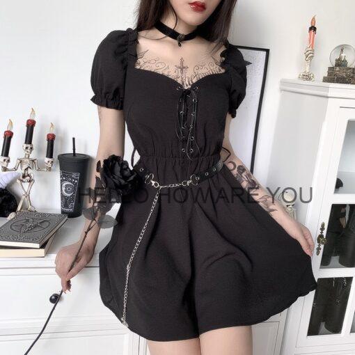 Black Gothic eGirl Elegant Dress