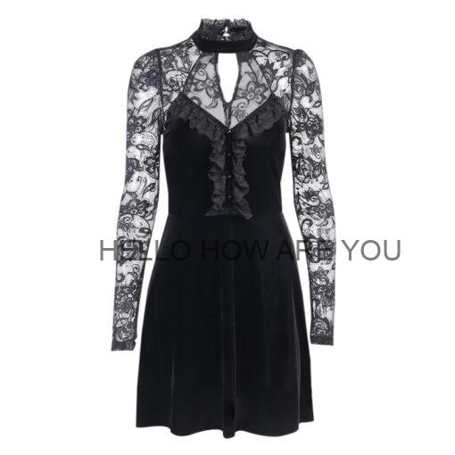 Elegant Vintage Gothic eGirl Velvet Dress