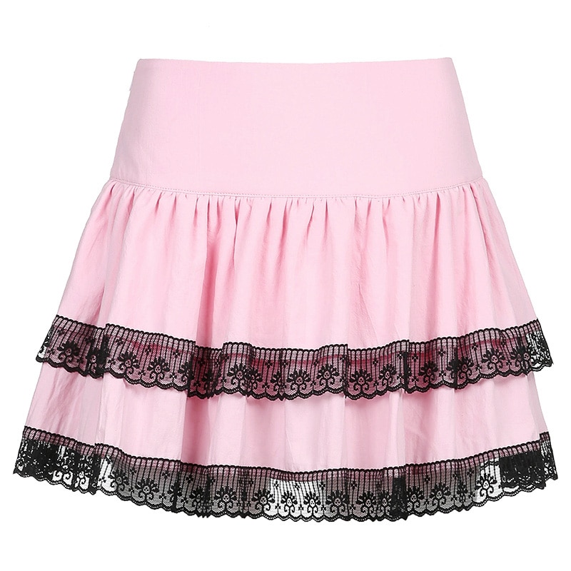 Egirl Retro Lace Egirl Harajuku Pleated Skirt